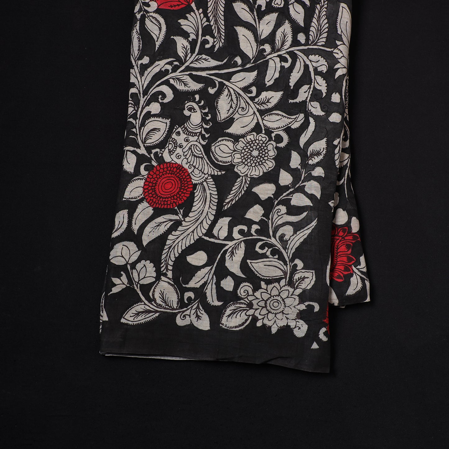 Handpainted Pure Handloom Chanderi Silk Pen Kalamkari Fabric of Srikalahasti 01
