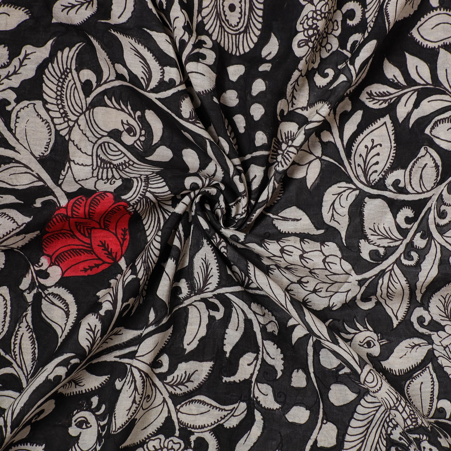 Handpainted Pure Handloom Chanderi Silk Pen Kalamkari Fabric of Srikalahasti 01