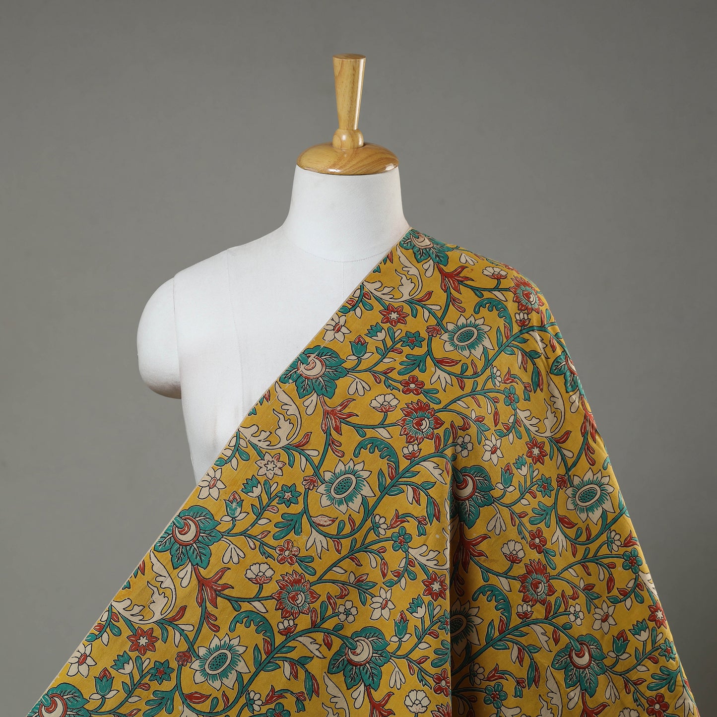 Yellow - Printed Cotton Kalamkari Fabric 10