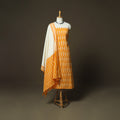 Orange - Pochampally Ikat Weave 3pc Cotton Unstitched Dress Material Suit Set 73