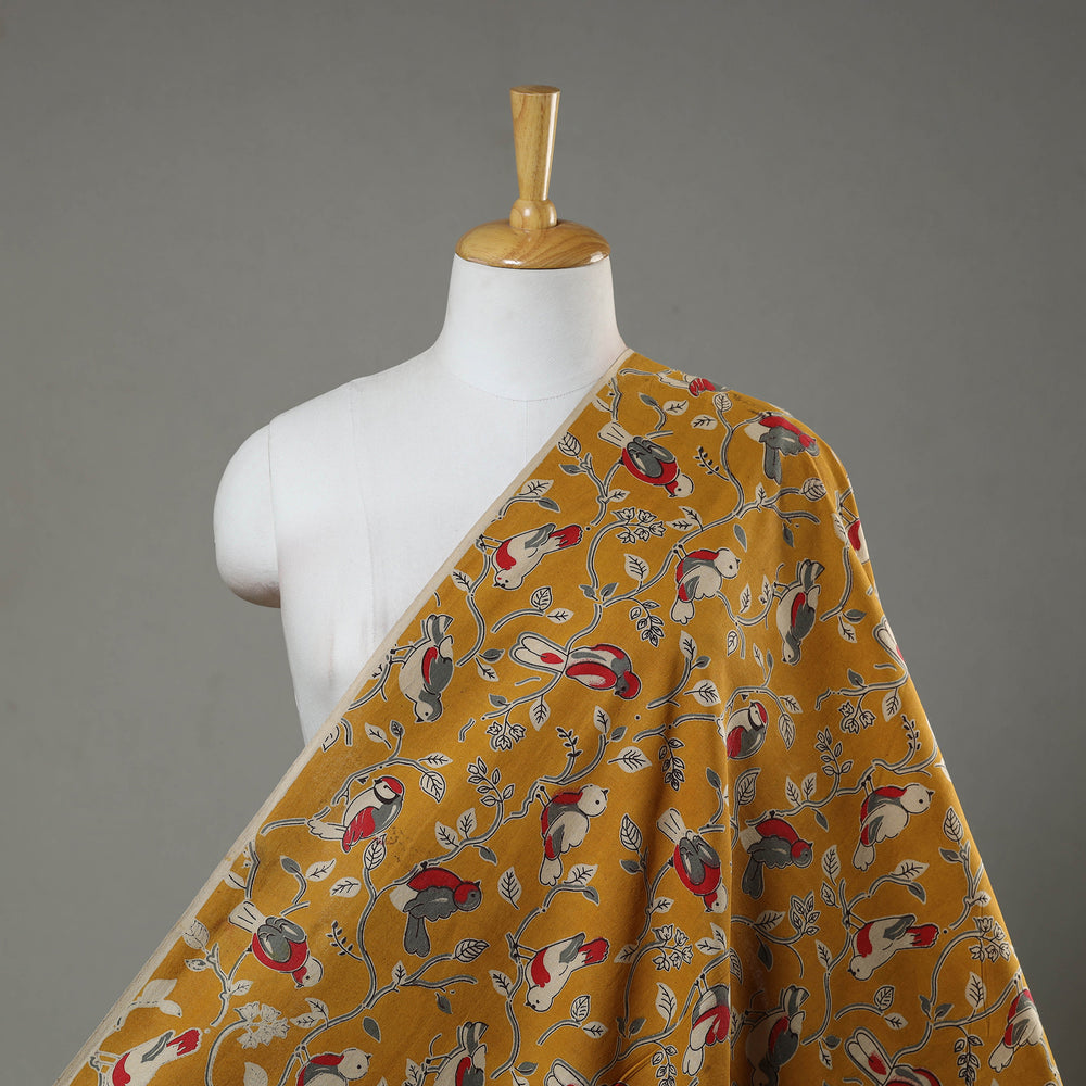 Orange - Printed Cotton Kalamkari Fabric 12