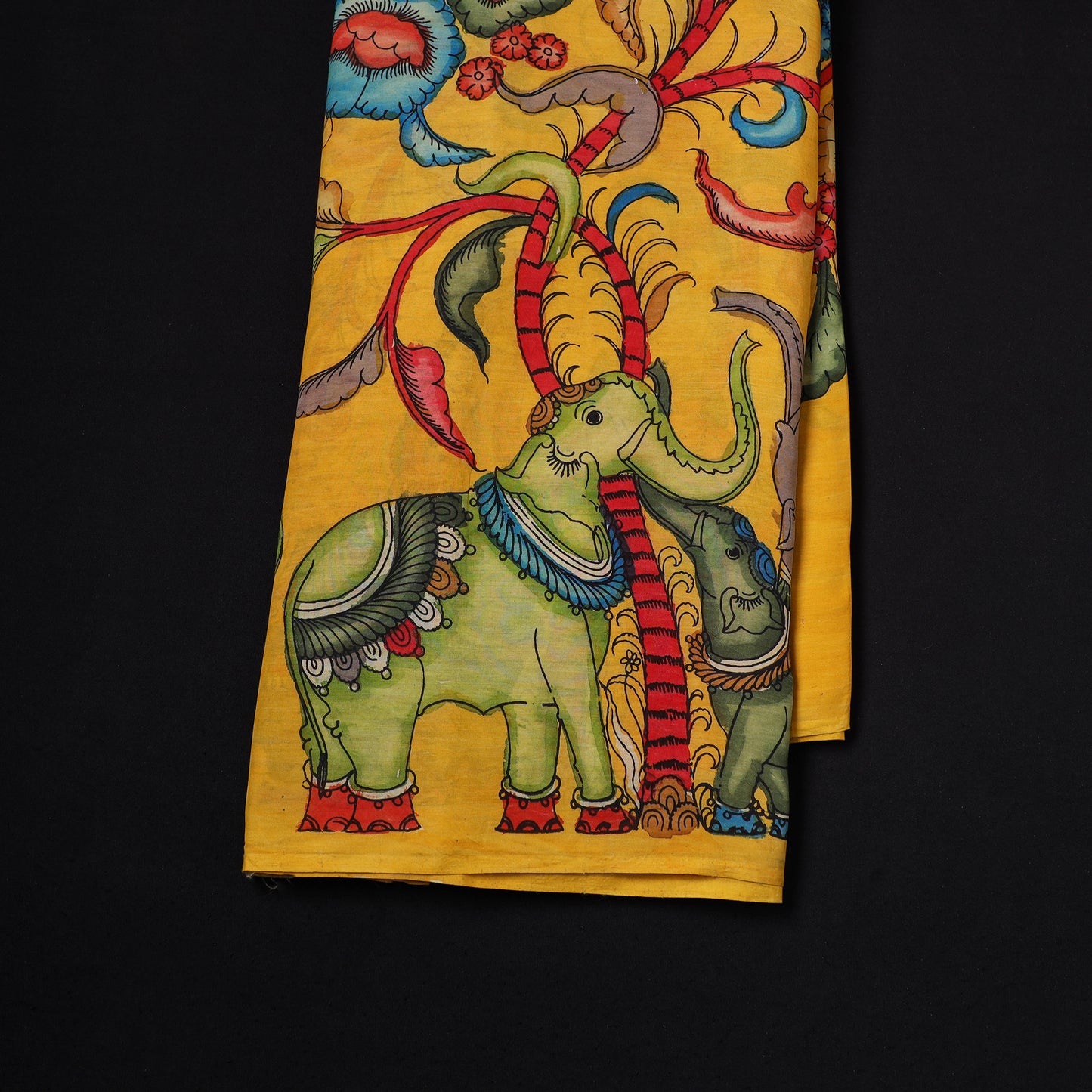 Handpainted Pure Handloom Chanderi Silk Pen Kalamkari Fabric of Srikalahasti 03
