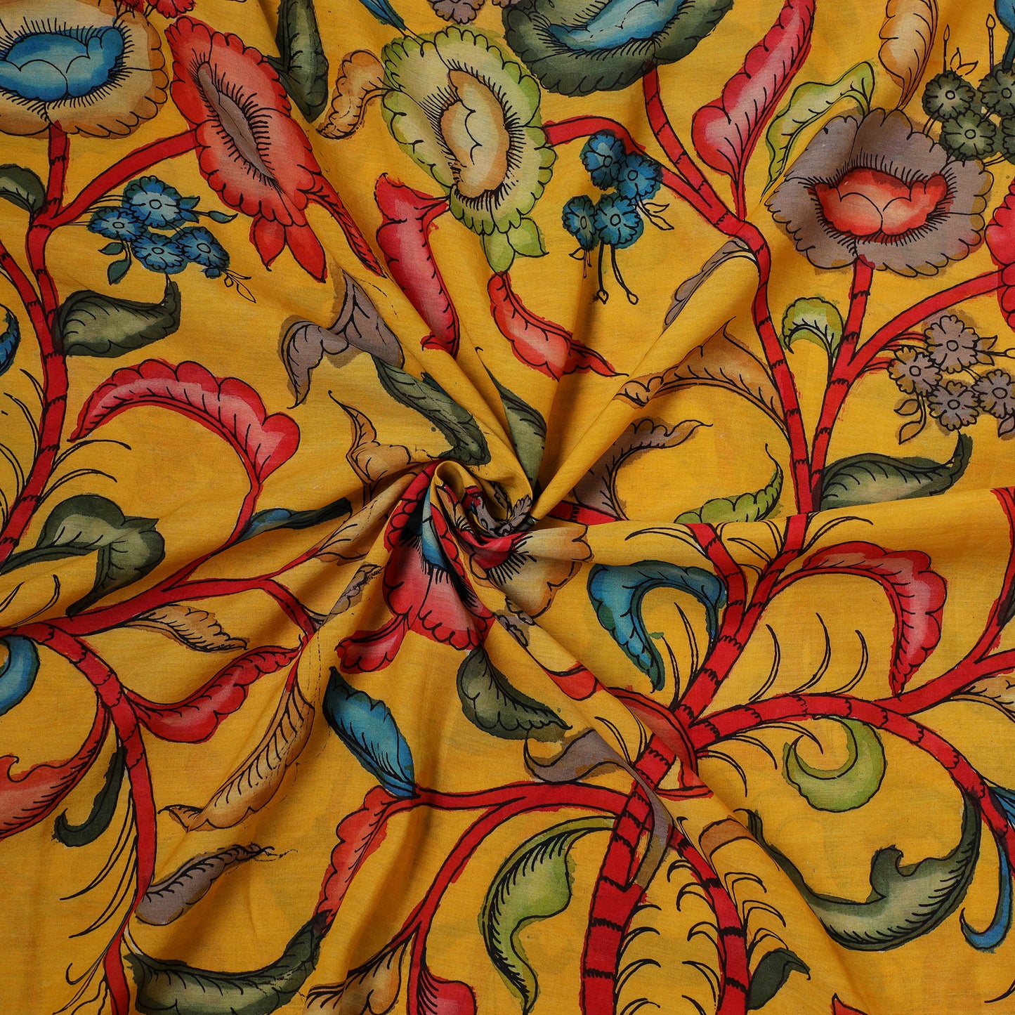 Handpainted Pure Handloom Chanderi Silk Pen Kalamkari Fabric of Srikalahasti 03