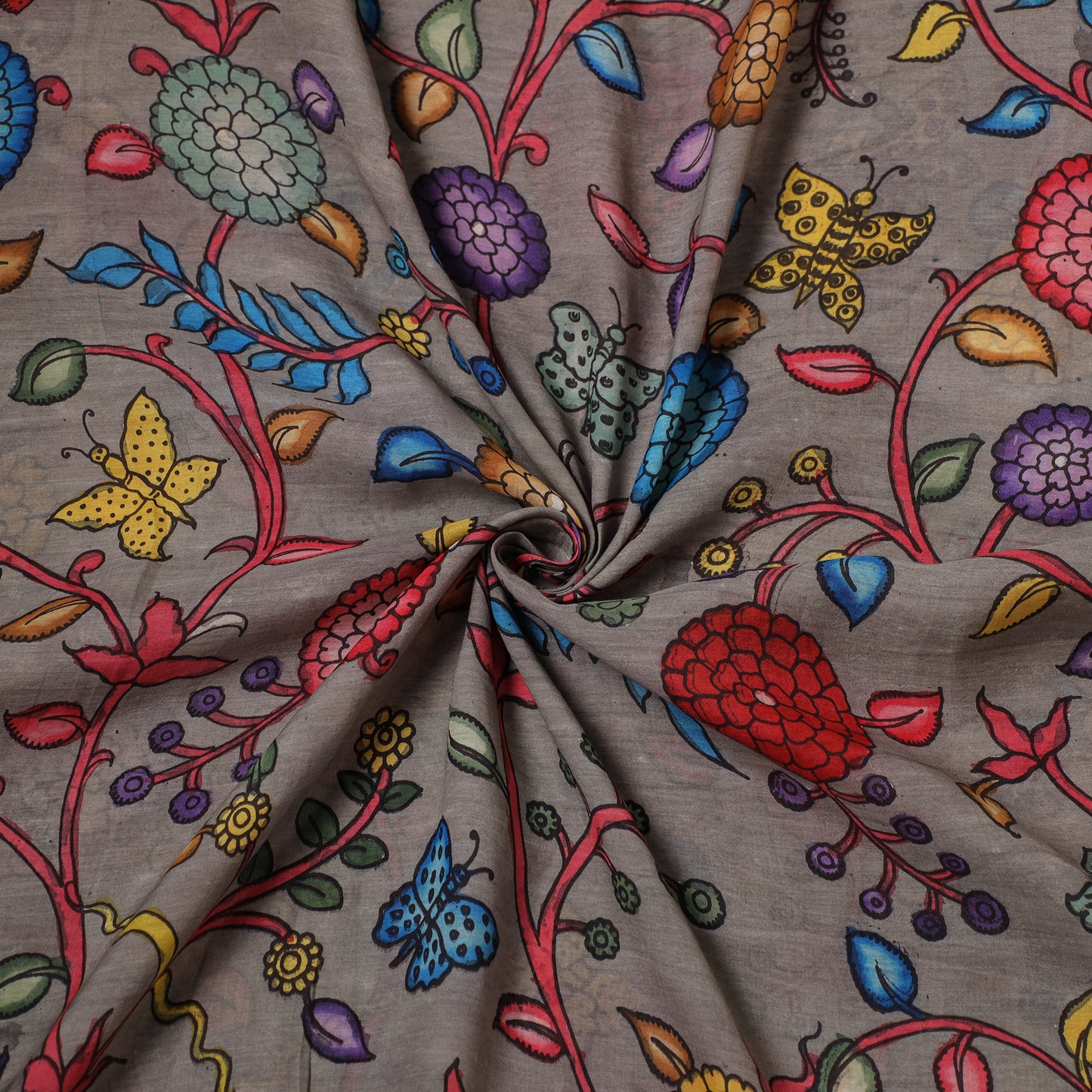 Handpainted Pure Handloom Chanderi Silk Pen Kalamkari Fabric of Srikalahasti 05