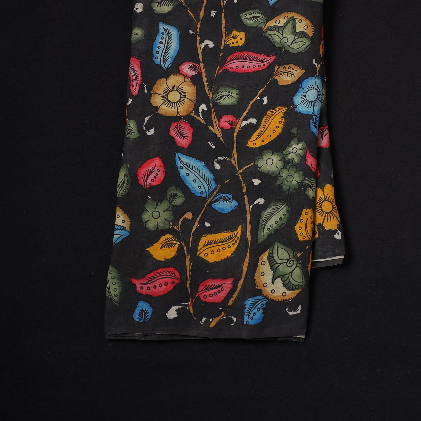 Handpainted Pure Handloom Chanderi Silk Pen Kalamkari Fabric of Srikalahasti 06