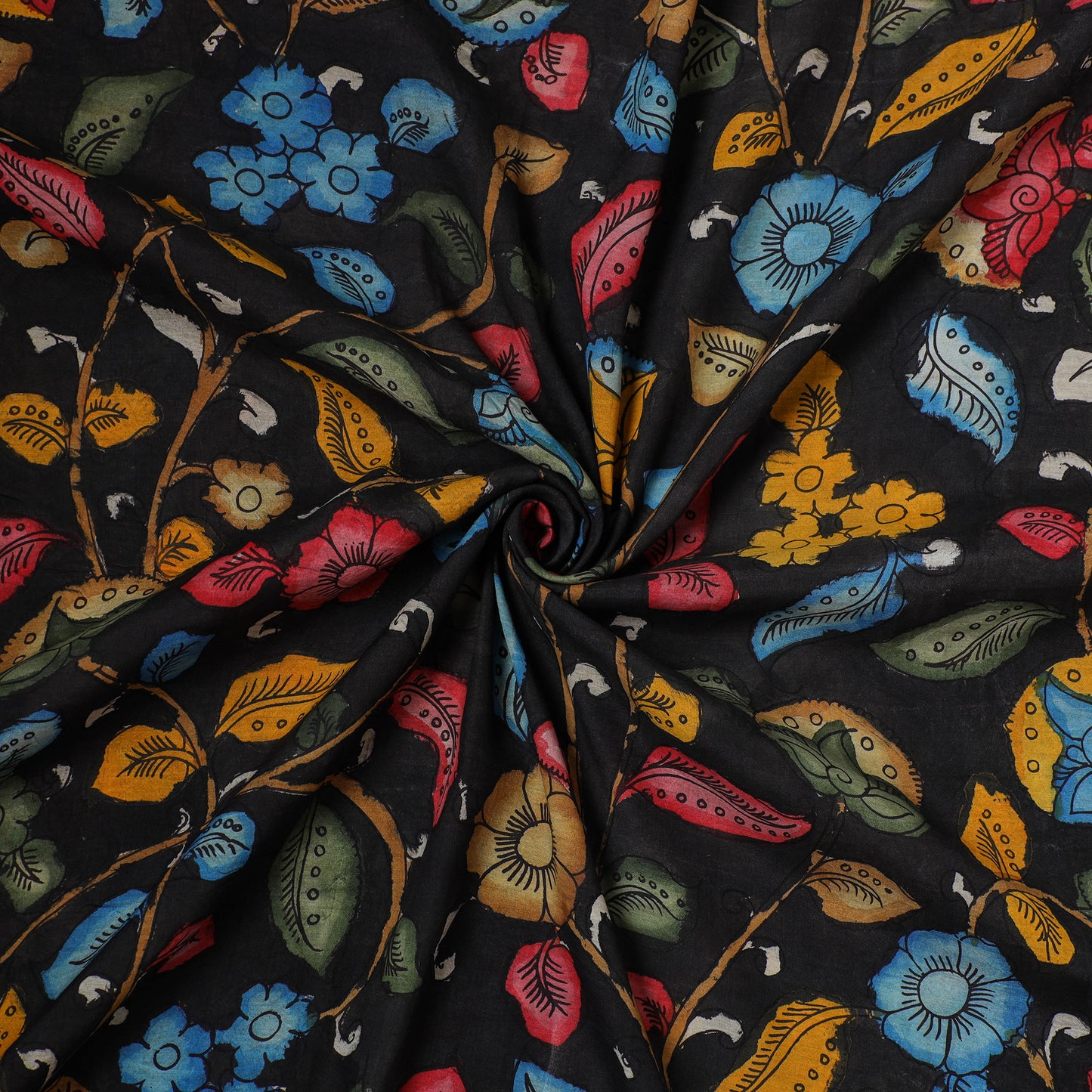 Handpainted Pure Handloom Chanderi Silk Pen Kalamkari Fabric of Srikalahasti 06