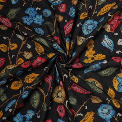 Handpainted Pure Handloom Chanderi Silk Pen Kalamkari Fabric of Srikalahasti 06