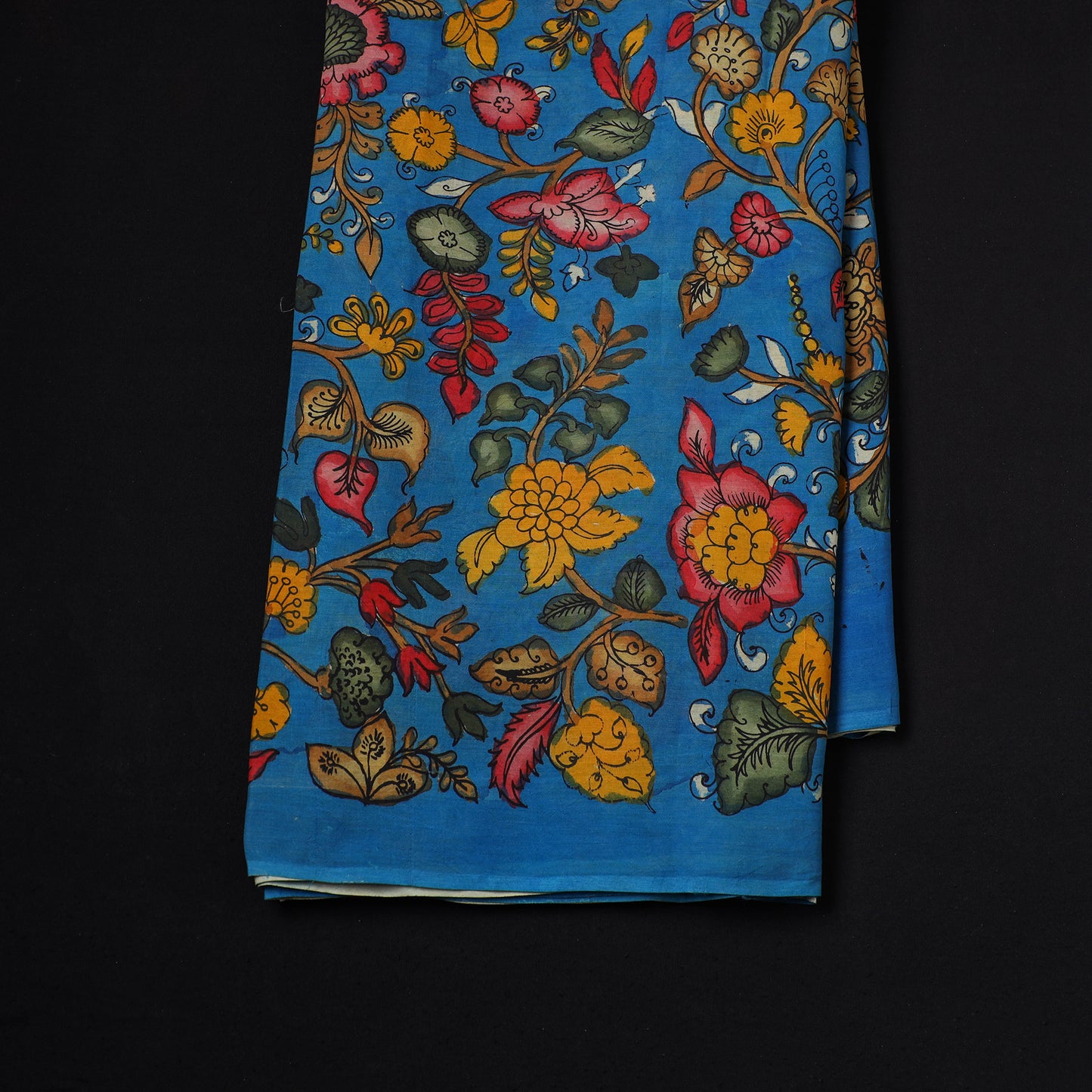 Handpainted Pure Handloom Chanderi Silk Pen Kalamkari Fabric of Srikalahasti 07