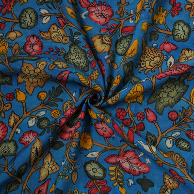 Handpainted Pure Handloom Chanderi Silk Pen Kalamkari Fabric of Srikalahasti 07