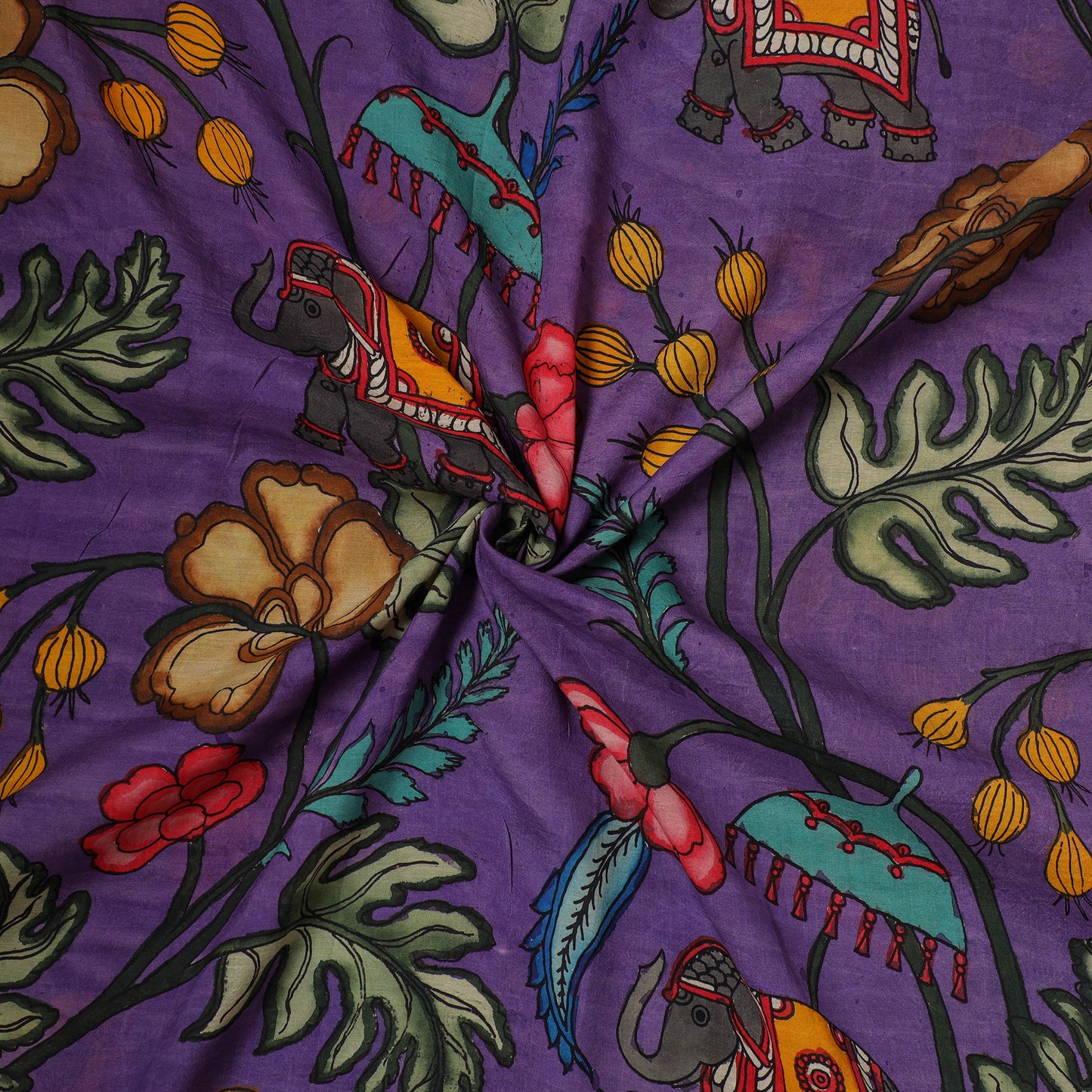 Handpainted Pure Handloom Chanderi Silk Pen Kalamkari Fabric of Srikalahasti 08