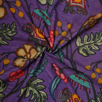 Handpainted Pure Handloom Chanderi Silk Pen Kalamkari Fabric of Srikalahasti 08