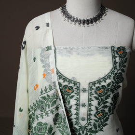 Phulia Jamdani Silk Cotton 2pc Unstitched Dress Material Kurta Set 32