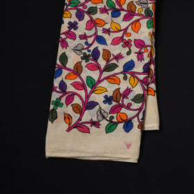 Handpainted Pure Handloom Chanderi Silk Pen Kalamkari Fabric of Srikalahasti 09