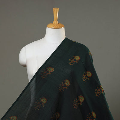 Green - Natural Dyed Chanderi Silk Akola Print Fabric 06