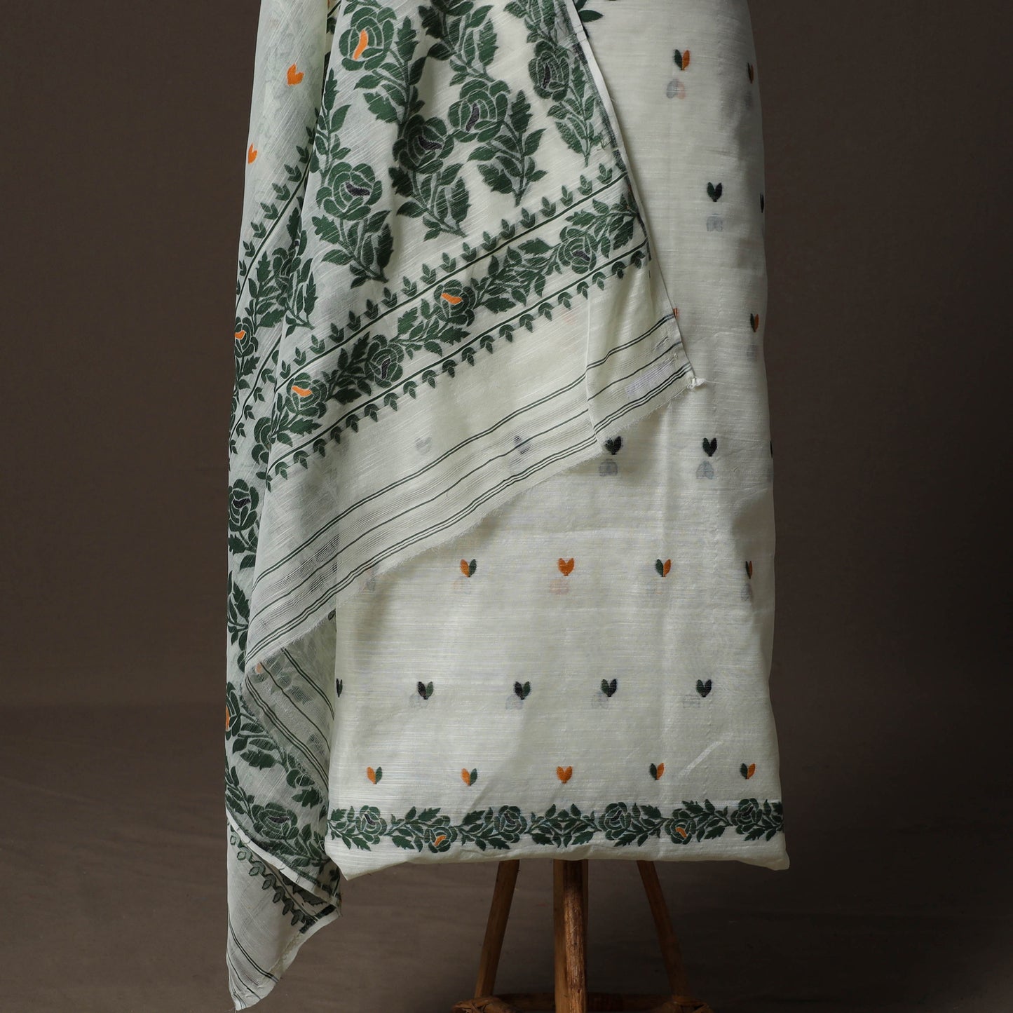 Phulia Jamdani Silk Cotton 2pc Unstitched Dress Material Kurta Set 32