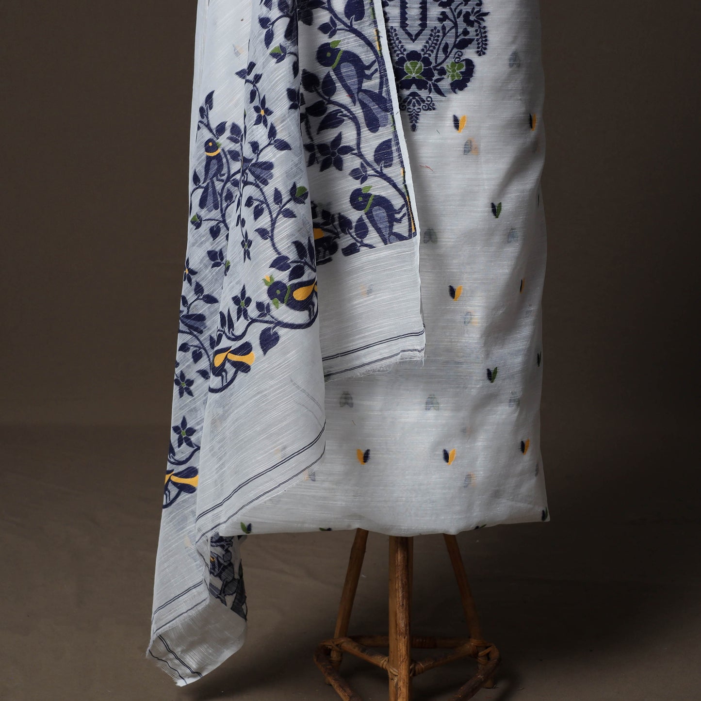 Phulia Jamdani Silk Cotton 2pc Unstitched Dress Material Kurta Set 33