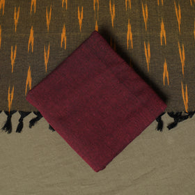 Green - Pochampally Ikat Weave 3pc Cotton Unstitched Dress Material Suit Set 77