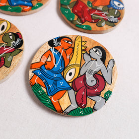 Bengal Patua Handpainted Akashmoni Wooden Coasters (Set of 4) 01