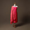 Plain Slub Silk 2pc Unstitched Dress Material Kurta Set with Earrings 10