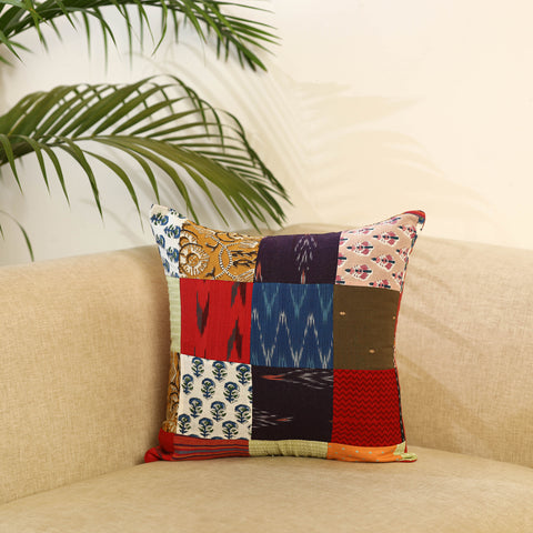 Multicolor - handcrafted cotton patchwork cushion cover 07