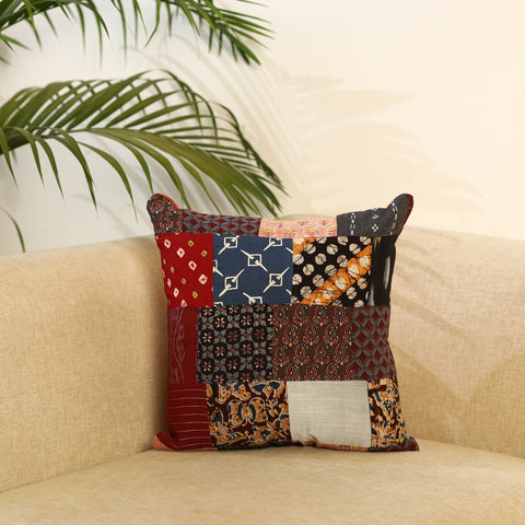 Multicolor - handcrafted cotton patchwork cushion cover 10