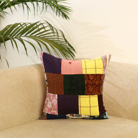 Buy Multicolor Handcrafted Cotton Patchwork Cushion Cover
