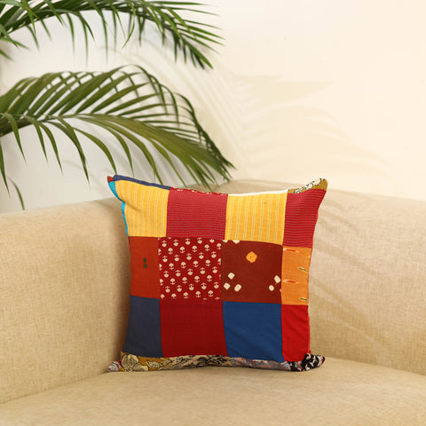 Buy Multicolor Handcrafted Cotton Patchwork Cushion Cover