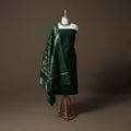 Plain Slub Silk 2pc Unstitched Dress Material Kurta Set with Earrings 06