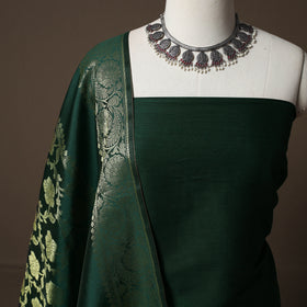 Plain Slub Silk 2pc Unstitched Dress Material Kurta Set with Earrings 06