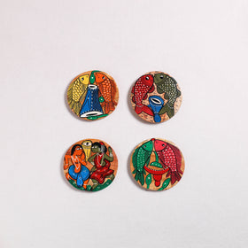 Bengal Patua Handpainted Akashmoni Wooden Coasters (Set of 4) 03