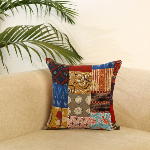 Multicolor - handcrafted cotton patchwork cushion cover 24
