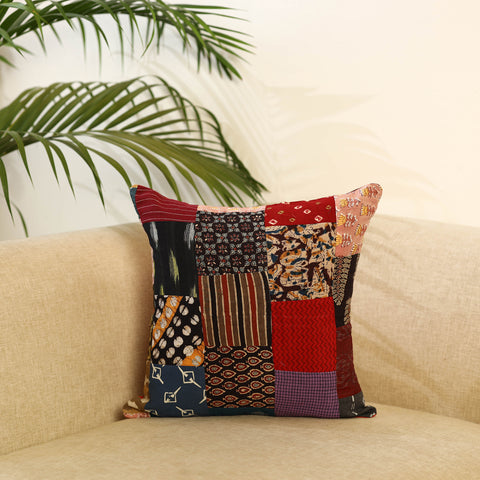 Buy Multicolor Handcrafted Cotton Patchwork Cushion Cover