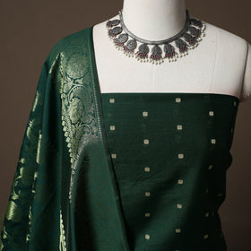 Spun Dupion Viscose Silk Buti 2pc Unstitched Dress Material Kurta Set with Earrings 08
