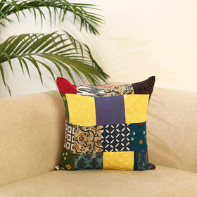 Buy Multicolor Handcrafted Cotton Patchwork Cushion Cover