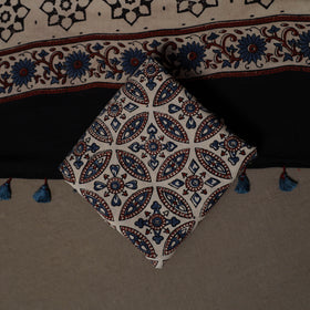 Ajrakh Hand Block Print Natural Dyed Cotton 3pc Unstitched Dress Material Suit Set 02