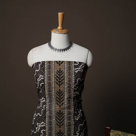 Ajrakh Hand Block Print Natural Dyed Cotton 3pc Unstitched Dress Material Suit Set 03