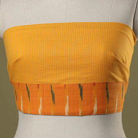 Yellow Running Stitch Plain Cotton Blouse Piece