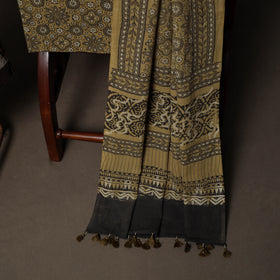 Ajrakh Hand Block Print Natural Dyed Cotton 3pc Unstitched Dress Material Suit Set 03