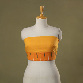 Yellow Running Stitch Plain Cotton Blouse Piece