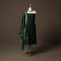 Spun Dupion Viscose Silk Buti 2pc Unstitched Dress Material Kurta Set with Earrings 07