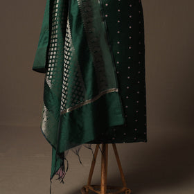 Spun Dupion Viscose Silk Buti 2pc Unstitched Dress Material Kurta Set with Earrings 07