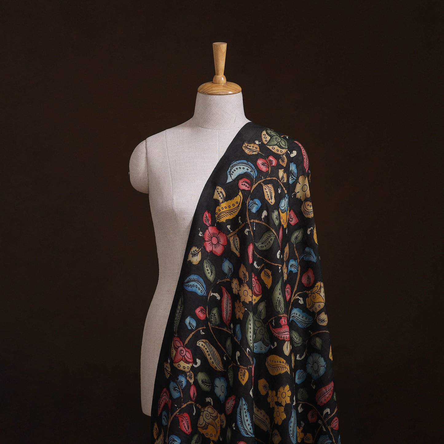 Handpainted Pure Handloom Chanderi Silk Pen Kalamkari Fabric of Srikalahasti 06