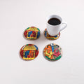 Bengal Patua Handpainted Akashmoni Wooden Coasters (Set of 4) 06