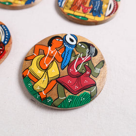 Bengal Patua Handpainted Akashmoni Wooden Coasters (Set of 4) 06