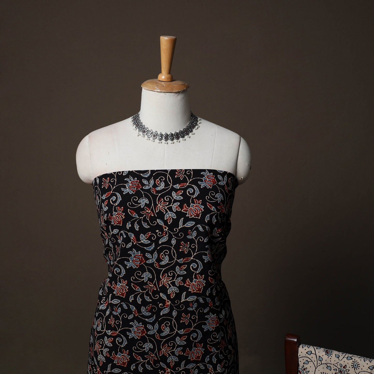 Ajrakh Hand Block Print Natural Dyed Cotton 3pc Unstitched Dress Material Suit Set 06