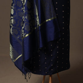 Spun Dupion Viscose Silk Buti 2pc Unstitched Dress Material Kurta Set with Earrings 04