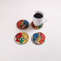 Bengal Patua Handpainted Akashmoni Wooden Coasters (Set of 4) 07