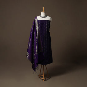 Spun Dupion Viscose Silk Buti 2pc Unstitched Dress Material Kurta Set with Earrings 03