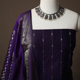 Spun Dupion Viscose Silk Buti 2pc Unstitched Dress Material Kurta Set with Earrings 03