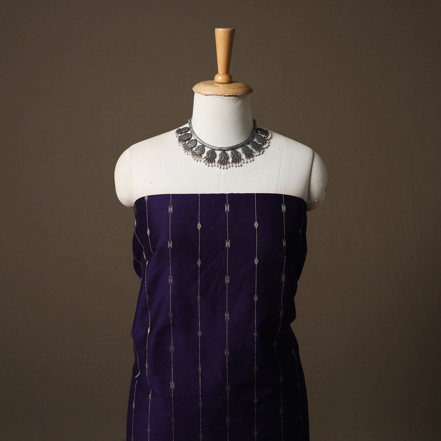 Spun Dupion Viscose Silk Buti 2pc Unstitched Dress Material Kurta Set with Earrings 03